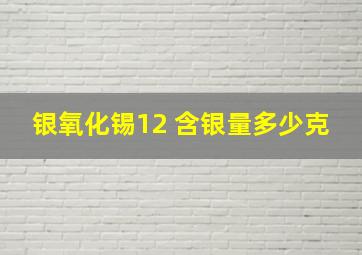 银氧化锡12 含银量多少克